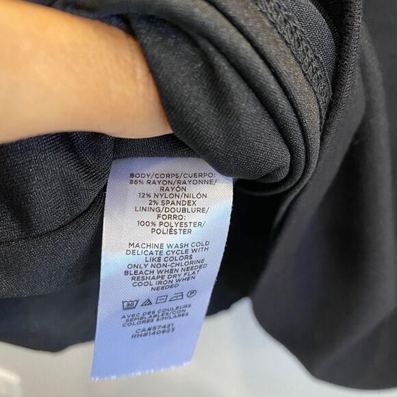 Ann Taylor Loft Petites Scalloped Crop Flounce Illusion Dress in Black - Picture 9 of 9